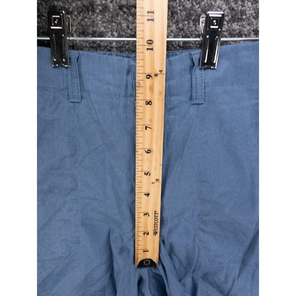 LL Bean Shorts Womens 8 Blue Chino Elastic Waist Stretch Cotton Linen Beach Hike